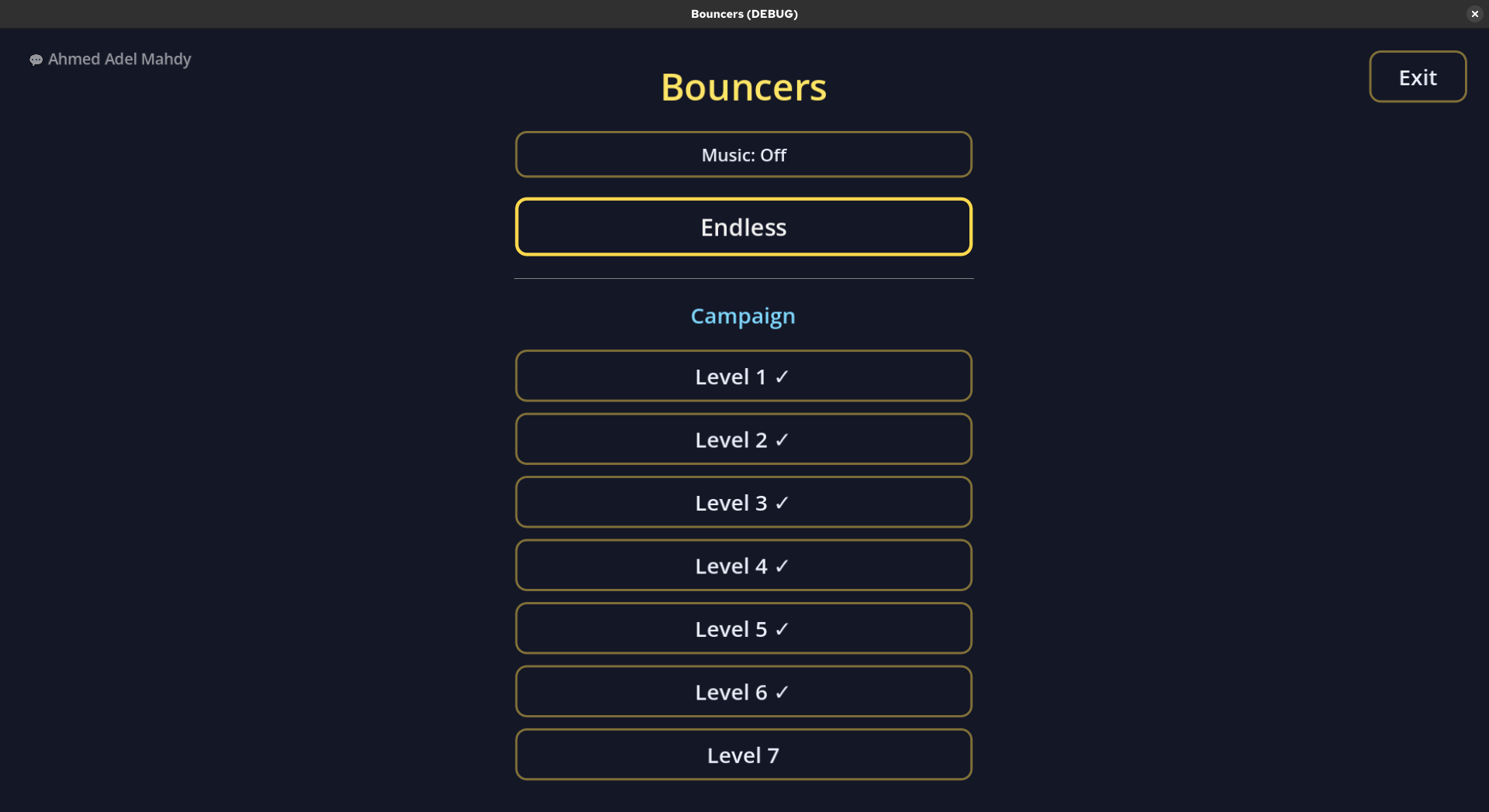 Home screen with Campaign level list
